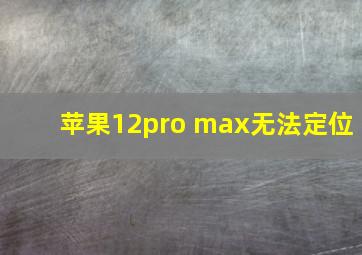 苹果12pro max无法定位